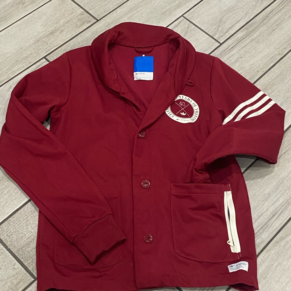 Adidas vintage unisex cardigan burgundy size M
